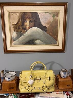 Luella Giselle Vintage Yellow Leather Top-Handle Satchel with Heart Charms
